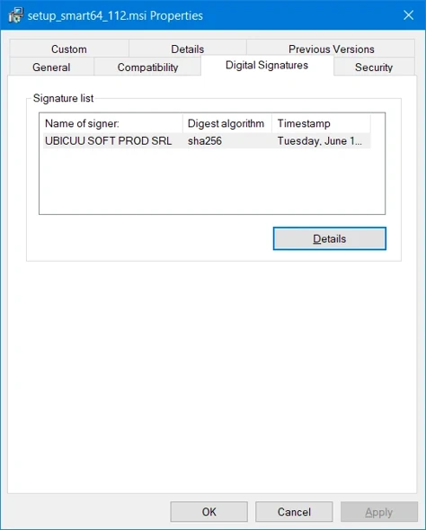 Semnatură digitală fişier instalare tip MSI