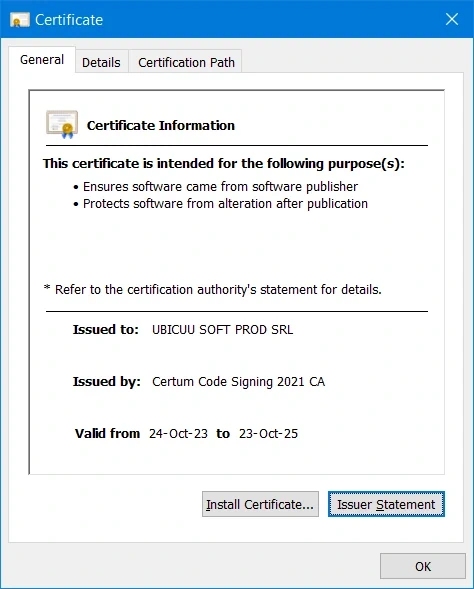 Certificat digital fişiere aplicaţie